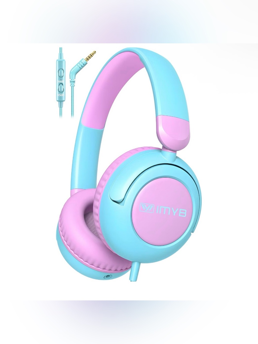 Kids Headphones HD Mic 85/94dB Volume Limit Safe Over-Ear Wired